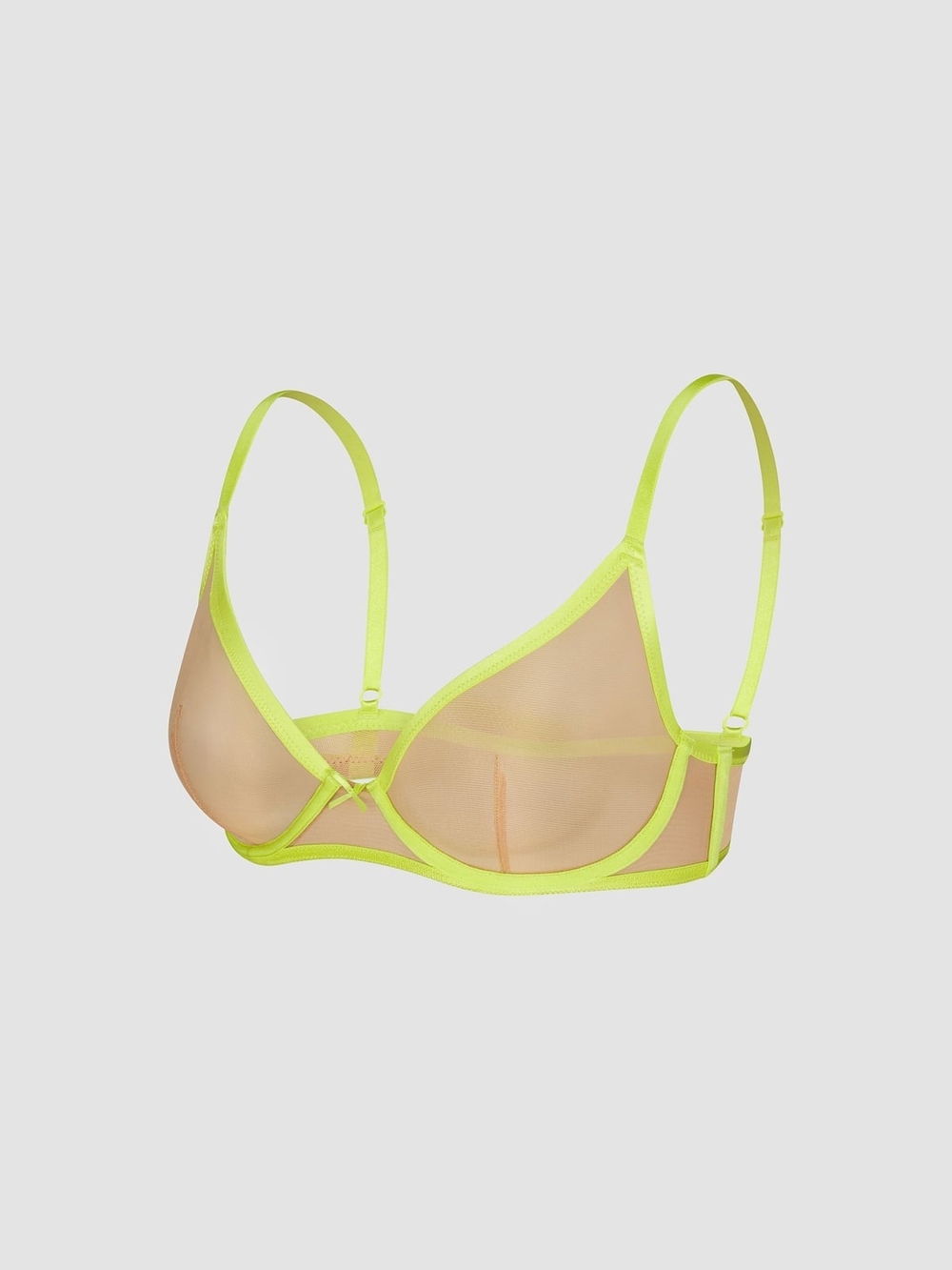 Neon Nights Unlined Demi Bra Sheer Neon Lime Underwire Bra - Women Intimates 34